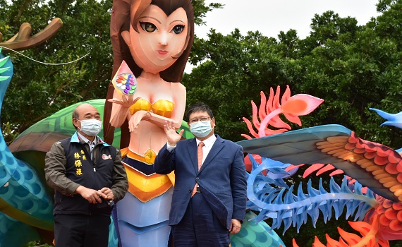 新埔鎮天穿藝術展主燈「女媧補天」揭幕 還有美麗花田與裝置藝術