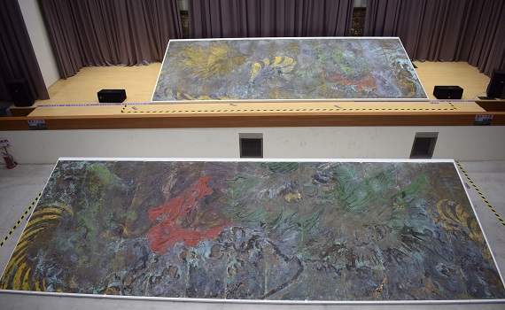 影/鏽蝕藝術大師吳極 「乘龍上岸圖」北港大復戲院展出