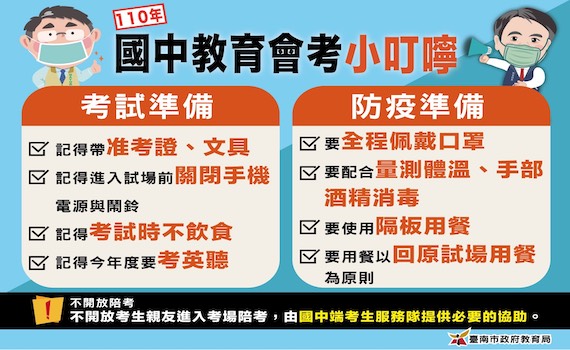 台南考區國中會考防疫升級    相關措施看過來 