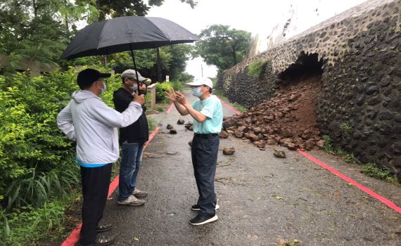 盧碧一夜豪雨 澎湖馬公古城牆邊坡坍塌