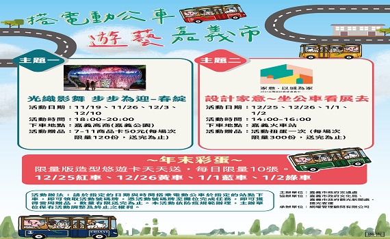 到嘉義市坐電動市區公車　多項好禮試手氣 