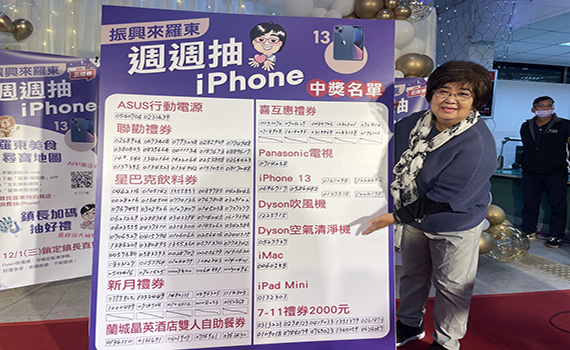 「振興來羅東週週抽iPhone 13」活動落幕 累計創造數千萬商機