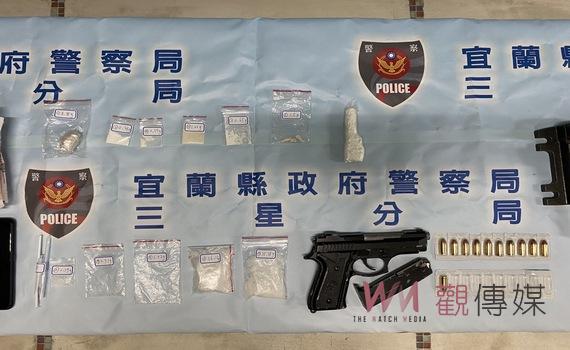 三星警長期跟監埋伏 順利逮獲改造手槍及大量毒品
