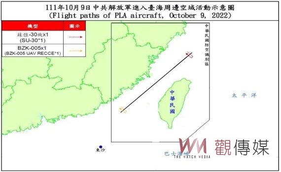 國慶前夕台周邊海空域 國軍偵獲共機12架次、共艦4艘次