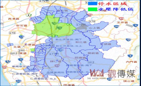 11月29日上午9時起停水12小時   台南12個行政區受影響 