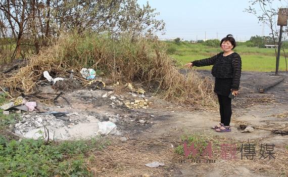 大埤南和滯洪池岸成垃圾場 亂倒焚燒廢棄物破壞環境