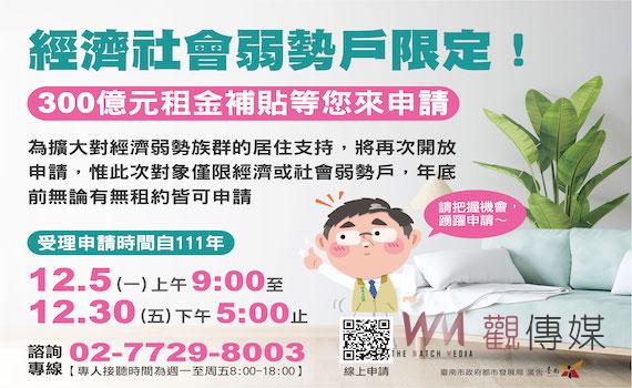 300億元租金補貼專案再度開放申請 僅限這幾類對象