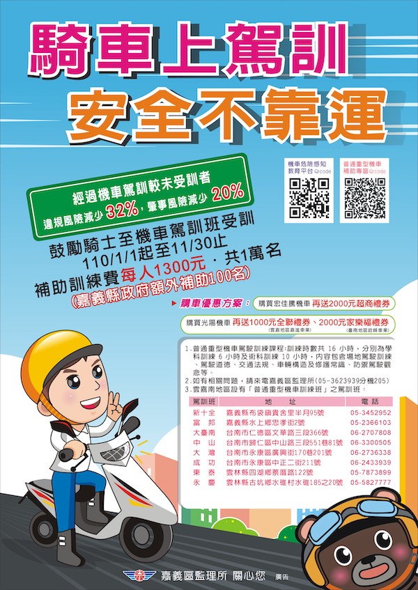 鼓勵機車駕訓　嘉義縣政府加碼補助100名 - https://www.watchmedia01.com