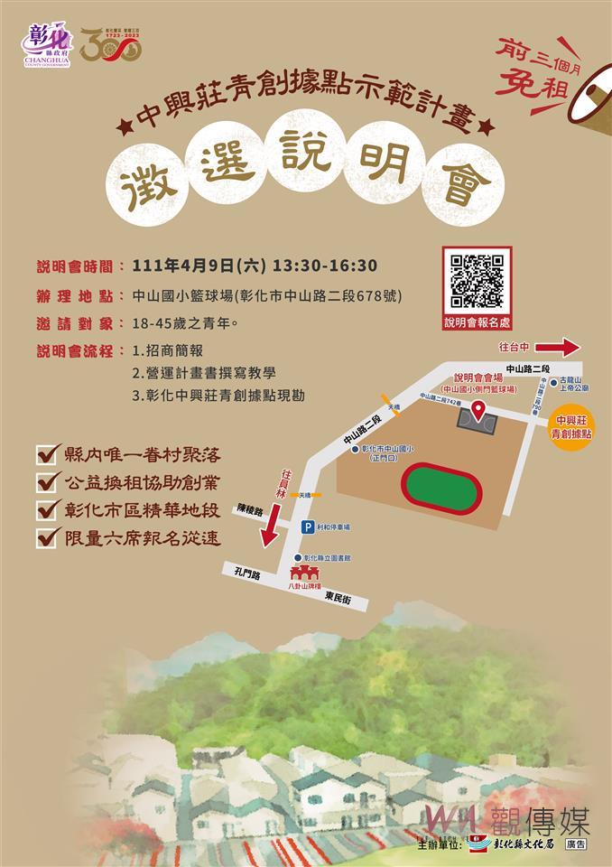 中興莊青創據點即日開放進駐申請　4月9日徵選說明會 - https://www.watchmedia01.com