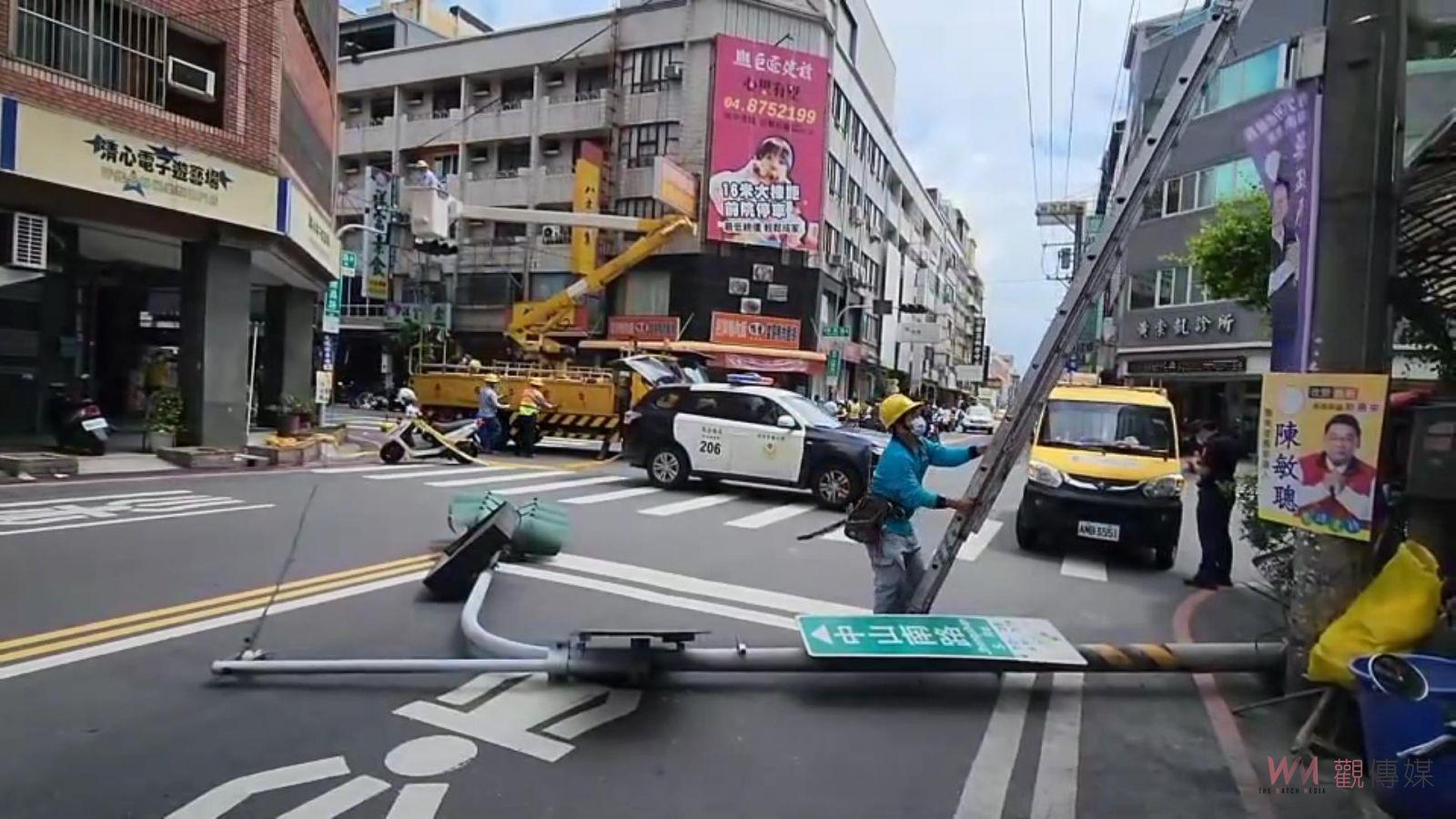 影／軒嵐諾掀強風　員林市一號誌燈應聲倒地砸中機車女騎士送醫急救 - https://www.watchmedia01.com