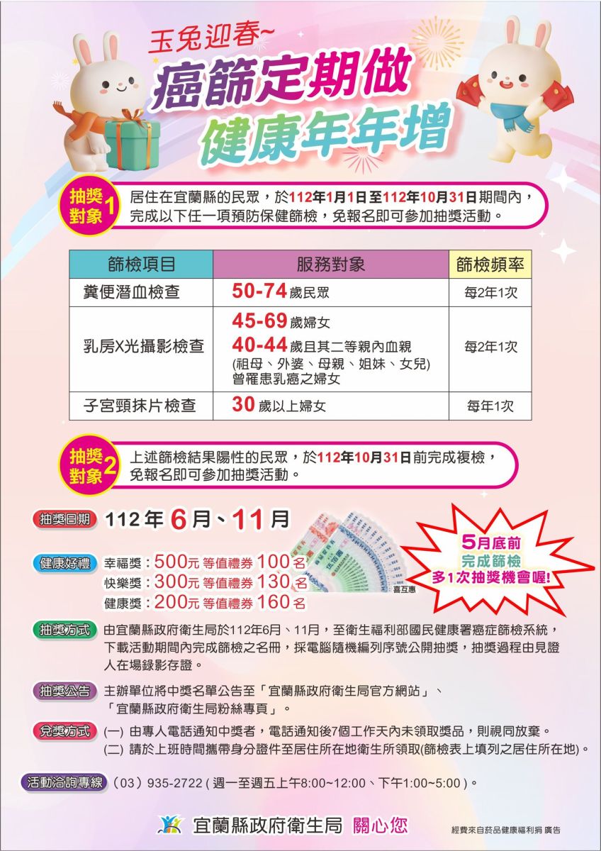 癌症篩檢參加抽獎 宜縣第1波得獎者已抽出 - https://www.watchmedia01.com