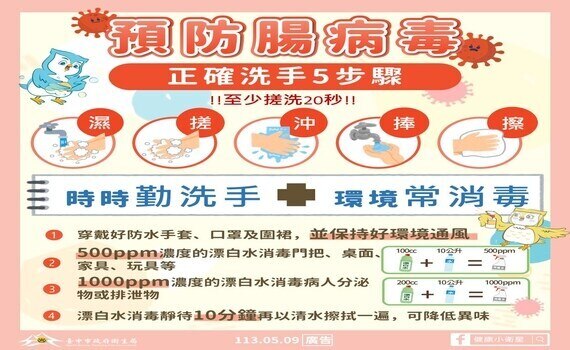 防治腸病毒安心過母親節　中市衛生局籲：洗手5步驟 - https://www.watchmedia01.com