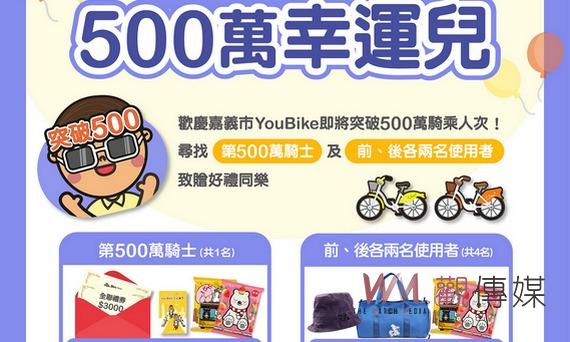 嘉義市YouBike騎乘將破500萬 幸運兒和預言者有獎相送 - https://www.watchmedia01.com