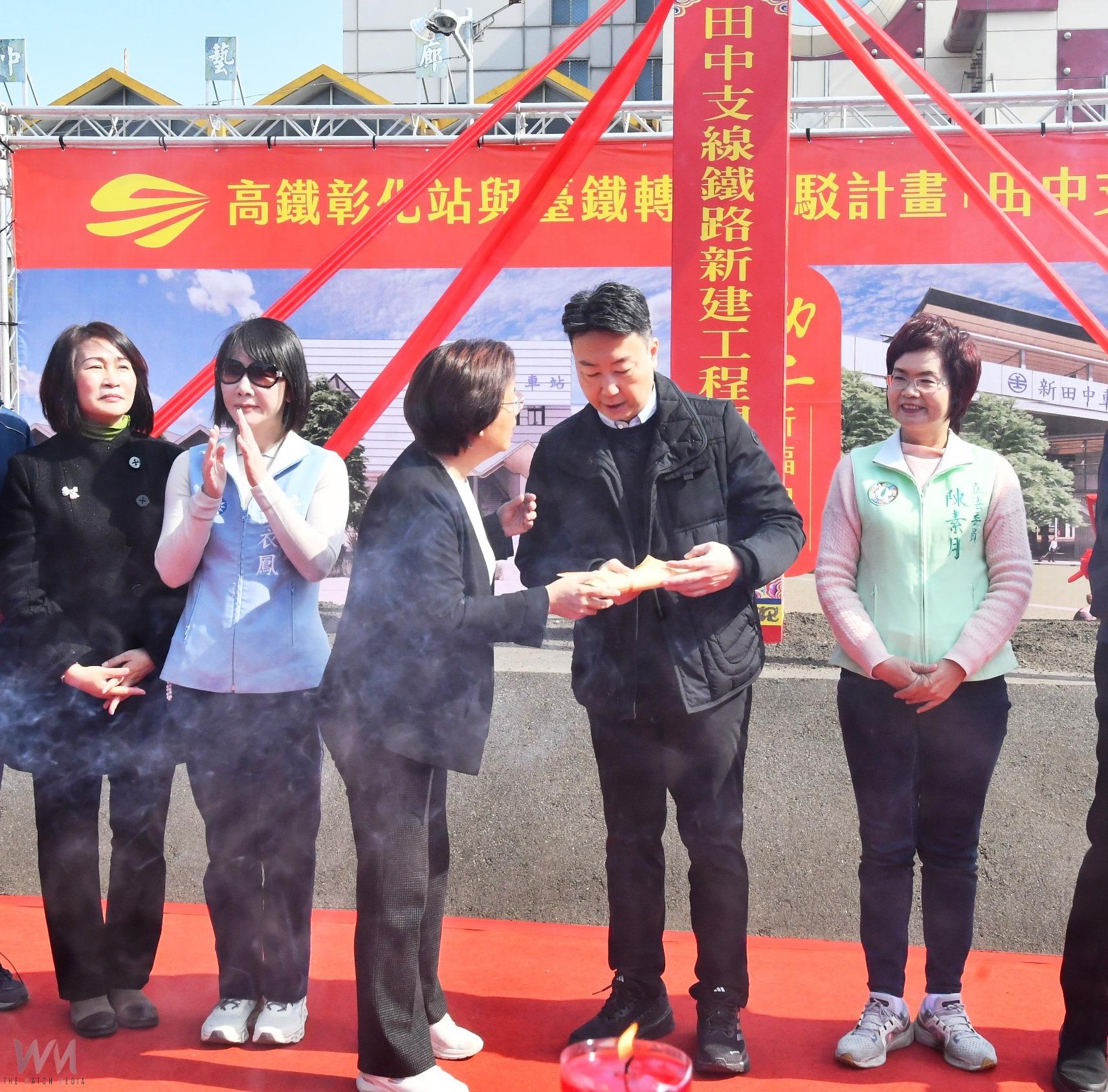 台鐵田中站連接彰化高鐵的田中支線舉行動土開工儀式，該支線全長3公里，預計2031年完成通車。（記者陳雅芳攝）