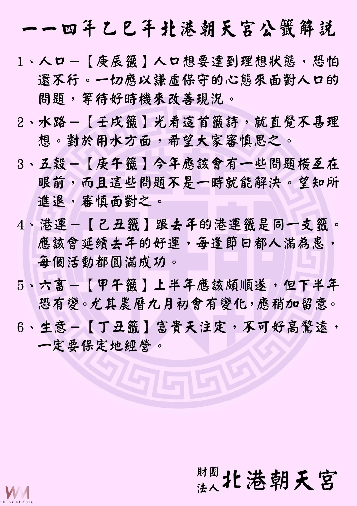 北港朝天宮大年初四接神抽公籤 港運籤再度抽中「己丑籤」 - https://www.watchmedia01.com