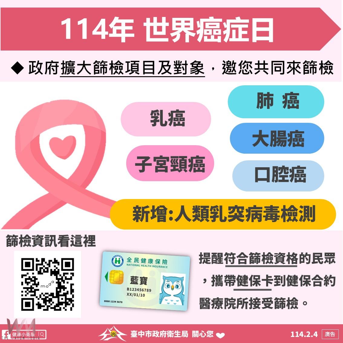 響應世界癌症日　中市衛生局呼籲定期篩檢守護健康 - https://www.watchmedia01.com