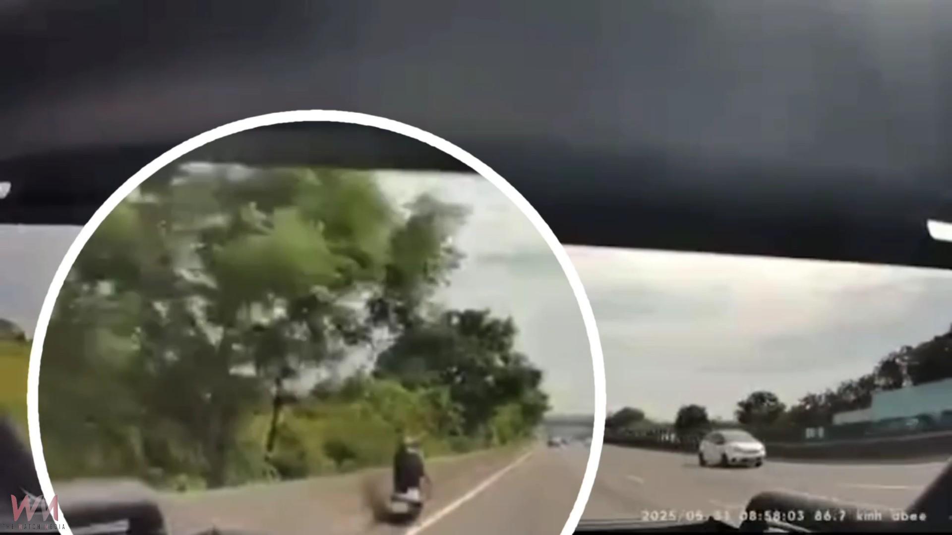 （有影片）／端午連假驚見阿嬤機車逆向行駛國道　載孫孩險象環生 - https://www.watchmedia01.com