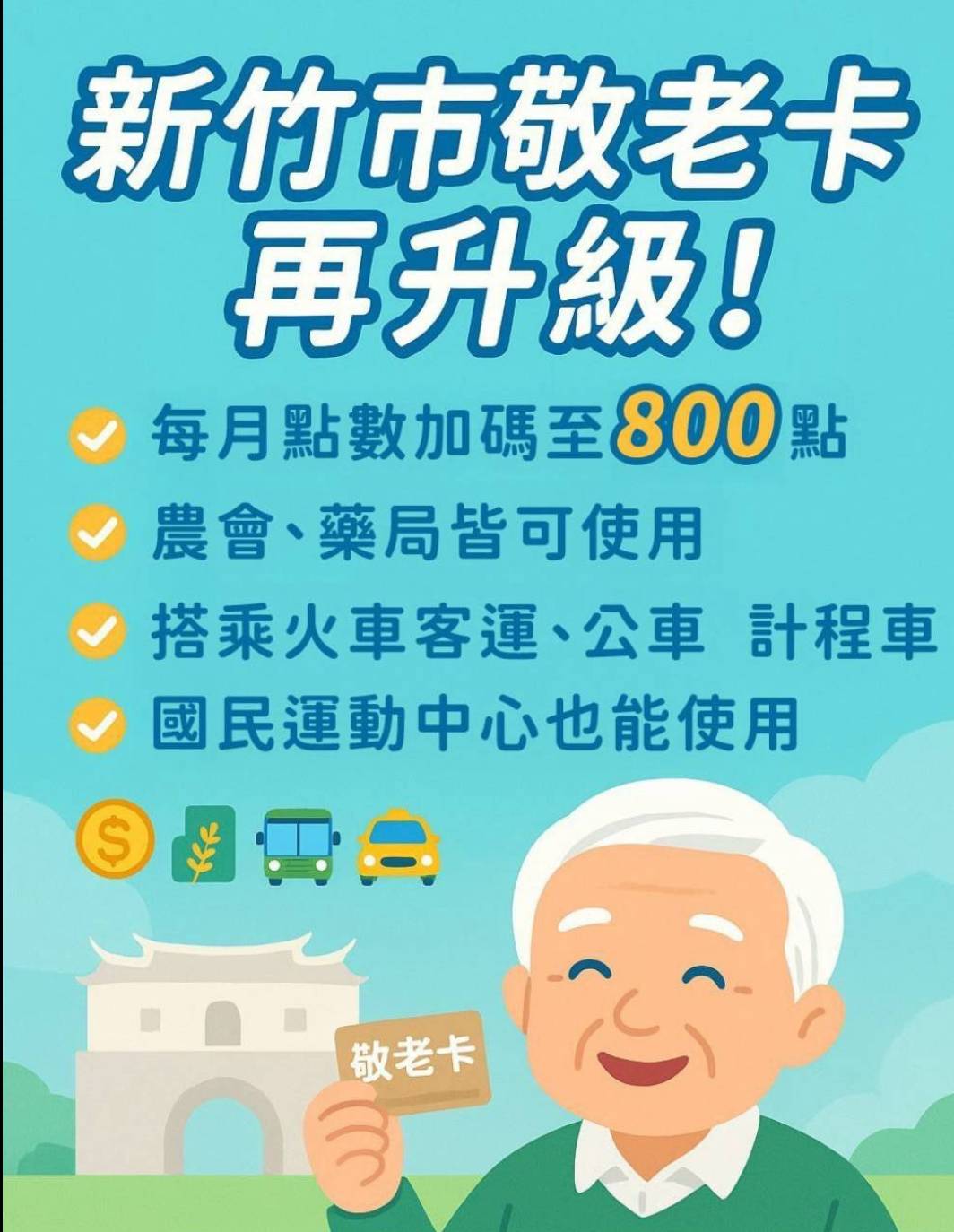 敬老卡提升至800點 竹市府接招巧妙借力 - https://www.watchmedia01.com