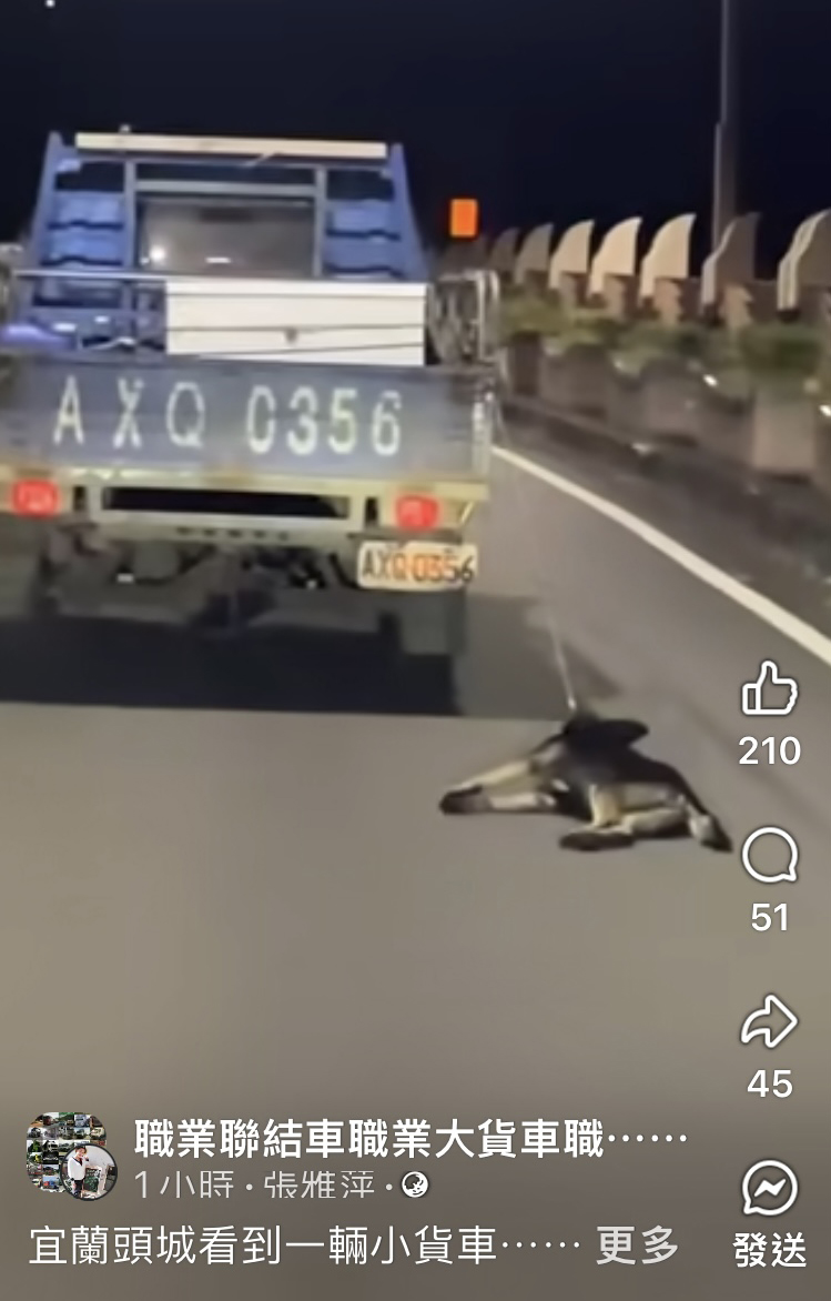 小貨車行駛中拖「毛孩」引眾怒 宜縣動防所追查車主依法裁罰 - https://www.watchmedia01.com