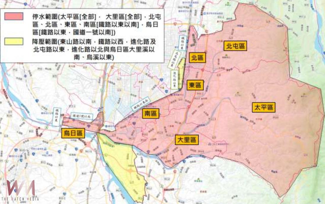 緊急通知！台水搶修管線漏水　台中七行政區今7月3日14時起停水28小時