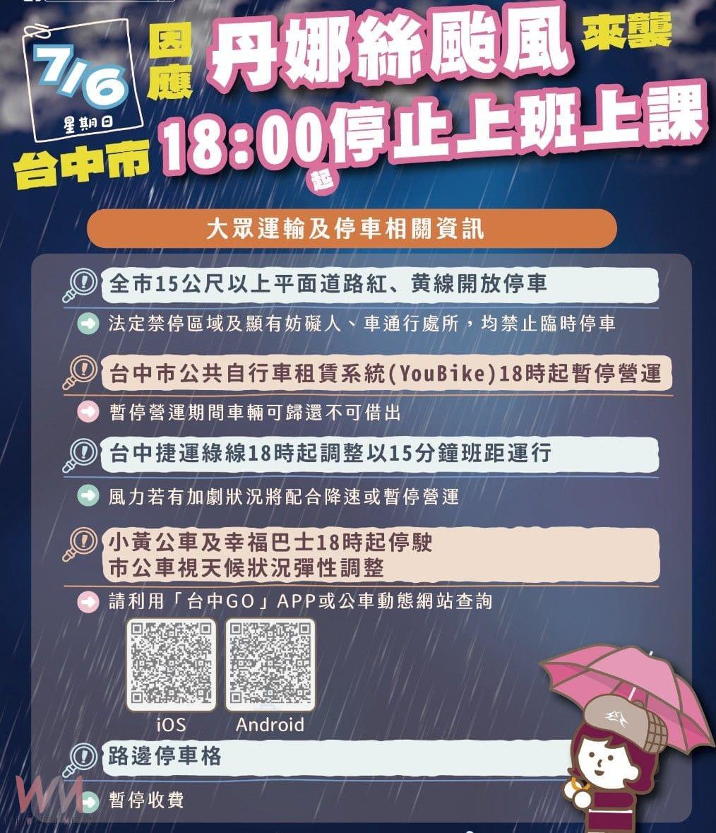 丹娜絲颱風來襲 台中市交通局:部分紅黃線路段開放停車 - https://www.watchmedia01.com