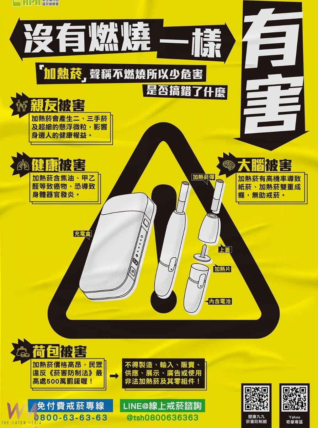 禁售未通過健康風險評估的加熱菸　中市衛生局提醒最高可罰鍰5000萬 - https://www.watchmedia01.com