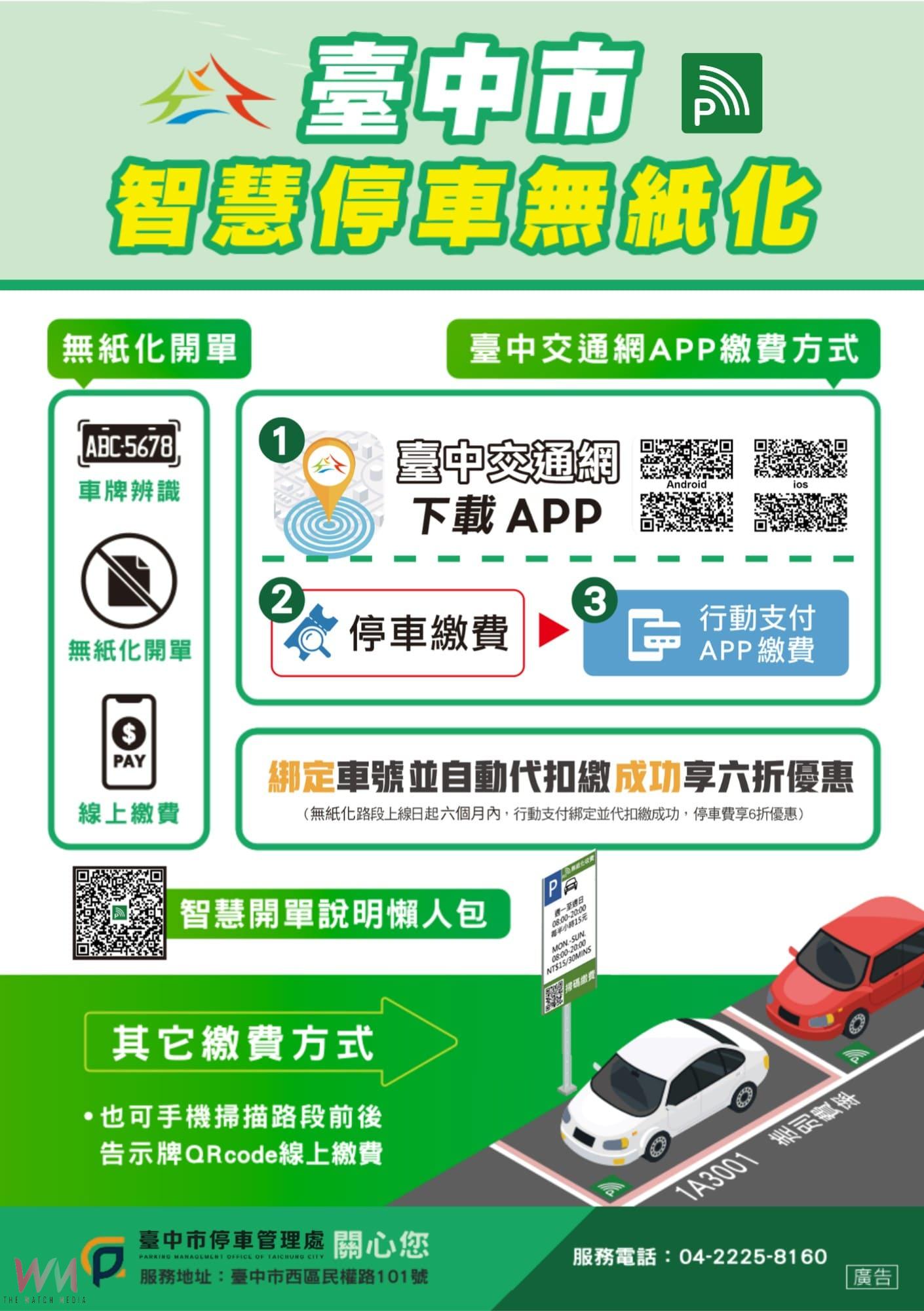 挺環保又省荷包！台中智慧停車無紙化9月8日上線　行動支付最高享6折 - https://www.watchmedia01.com