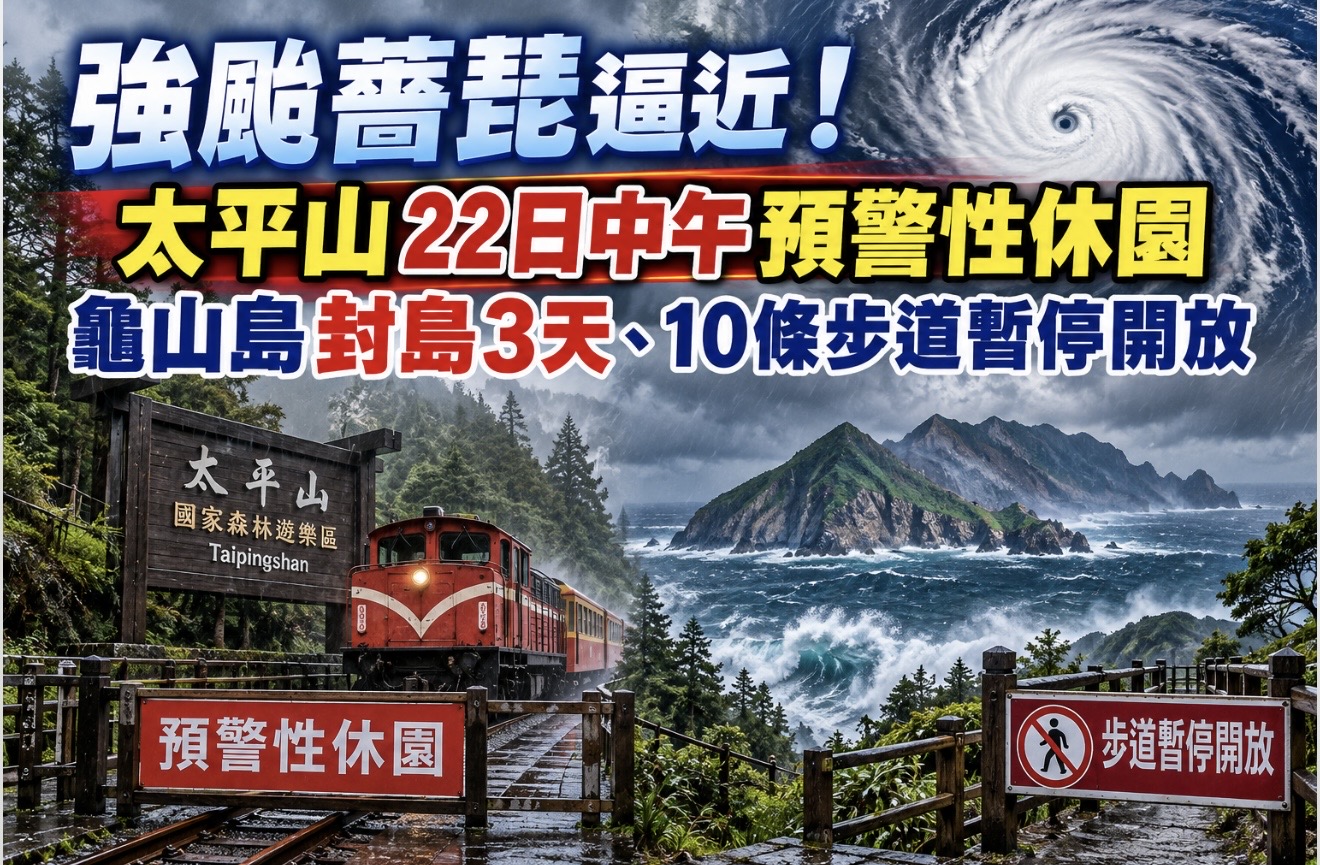 強颱薔琵逼近!太平山22日中午預警性休園 龜山島封島3天、10條步道暫停開放 - https://www.watchmedia01.com