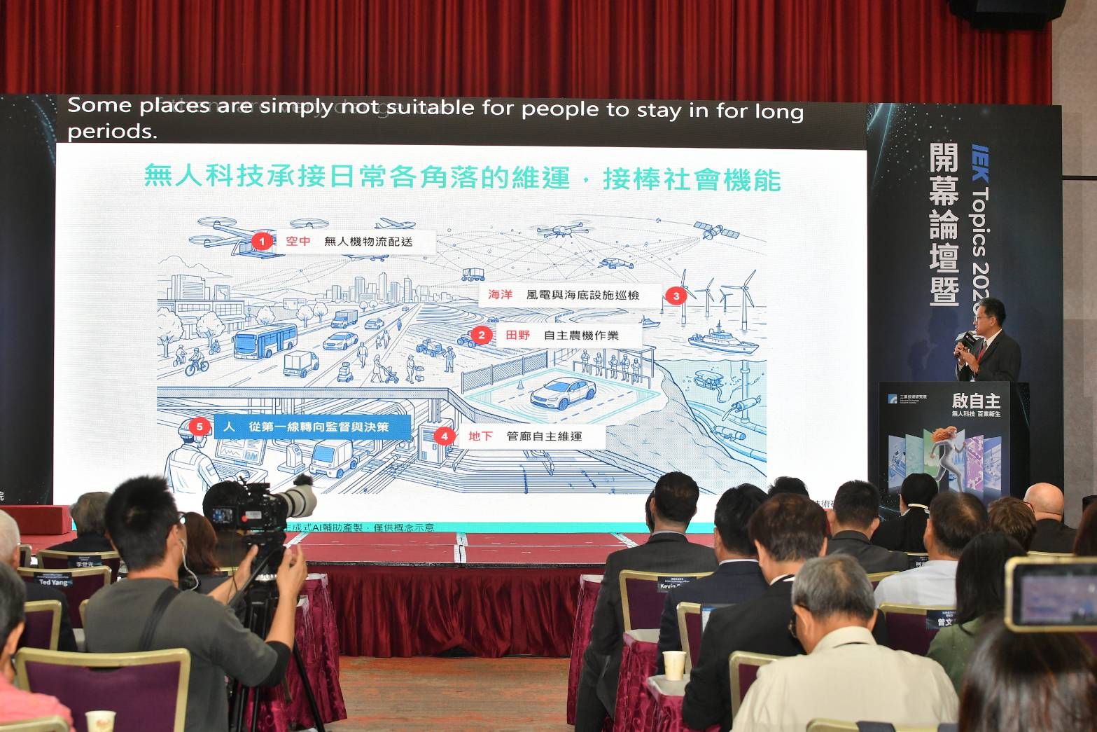 IEKTopics 2026總編、工研院產科國際所研究長李冠樺分析無人科技趨勢與發展路徑(圖片來源：IEKTopics)
