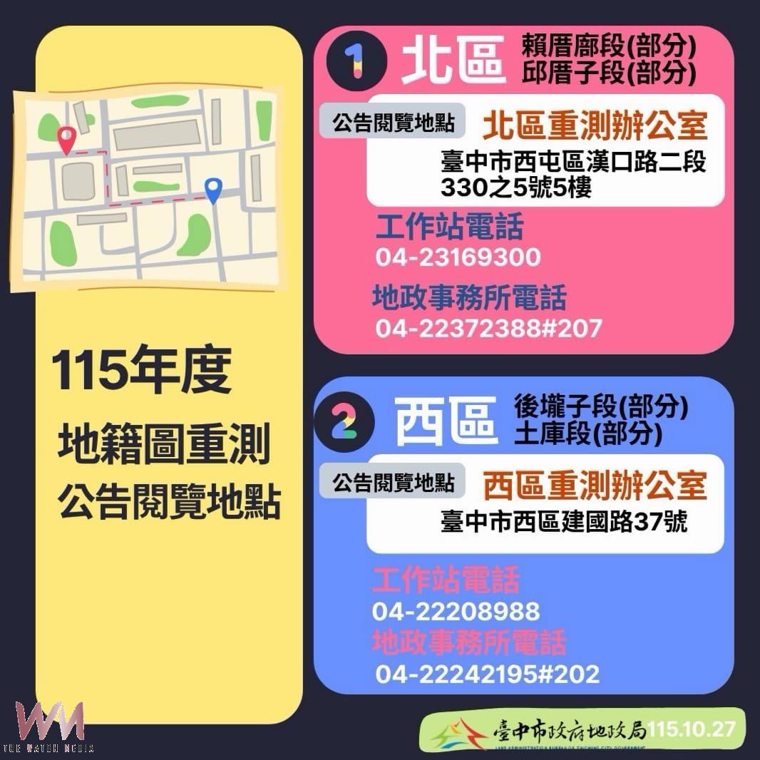 台中地籍圖重測成果公告　地政局提醒異議複丈及權狀換發須留意 - https://www.watchmedia01.com