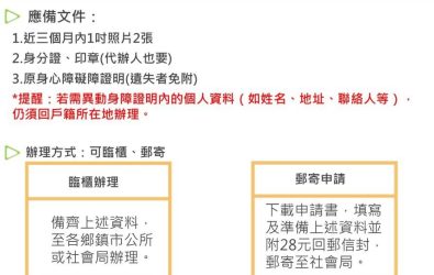 自即日起，身心障礙證明補換發作業，可就近跨區辦理。（圖/嘉義縣政府提供）
