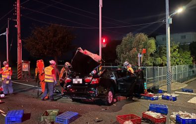 1141009-221深夜車禍奪命　桃園市新屋區中山西路路口追撞釀死。