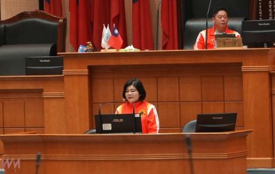 縣長張麗善進行施政報告以「幸福雲林、永續上場」為主軸。（圖／記者蘇榮泉攝）