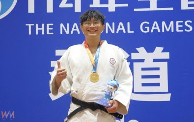 蔡杰恩以絕佳技術與沉著心態一路過關斬將，最終成功奪下金牌，為雲林縣再添體壇榮耀。（114年全國運動會籌備處）