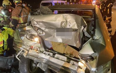 1141103-221國道桃園段車禍釀5公里回堵　警方籲遵守「人沒事快拍照速移車」原則。