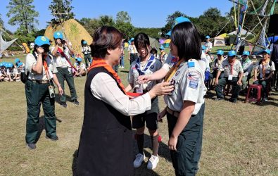 彰化童軍大露營一連三天在溪州公園舉行，縣長王惠美鼓勵童軍在實作與團隊合作中學習勇氣與責任。（縣政府提供）